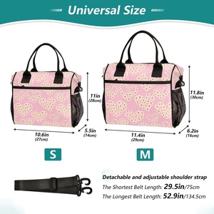 Bolsa de Almuerzo de Poliéster Rosa Hawaiano con Impresión Personalizada de Gran Capacidad, Cómoda de Llevar y Reutilizable - Product Image 2