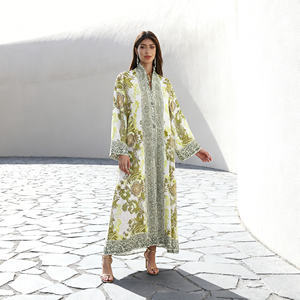 Abaya élégante en polyester avec strass thermocollants de luxe pour femmes musulmanes, robe de soirée sur mesure, vente en gros - Product Image 3