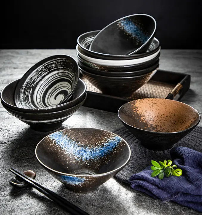 Peralatan Makan Keamanan Makanan Mangkuk Mie Retro Jepang Mangkuk Ramen Keramik Jepang Mangkuk UNTUK RESTORAN