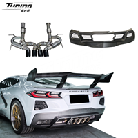 Diffuseur arrière en fibre de carbone style Z06 ZR1 et échappement central à quatre sorties pour Chevrolet Corvette C8 2020+ - Amélioration Stingray E-Ray