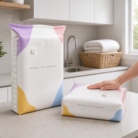 Sac de rangement sous vide de qualité alimentaire sans pompe avec valve à pression croisée pour couettes, pas de pompe nécessaire, pochette épaisse autoportante