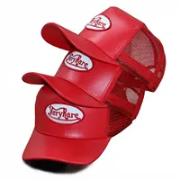Custom Embroidery Baseball Cap with Patch, PU Leather Mesh