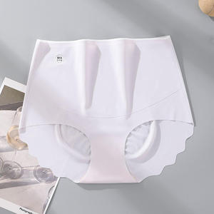 Meilleures ventes usine : Culottes de maternité <span class=keywords><strong>taille</strong></span> haute sans couture en nylon tricoté uni et soie glacée, grandes tailles, avec logo, vente en gros - Product Image 5