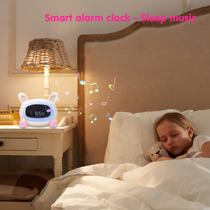 Sveglia per bambini con animali carini con aiuto per dormire musica <span class=keywords><strong>Display</strong></span> <span class=keywords><strong>LCD</strong></span> luna e coniglio sole bambino formazione di sonno con luci notturne - Product Image 2