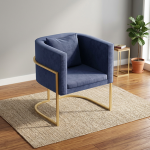Modern <b>Pink</b> Fabric Armchair With Gold Metal <b>Frame</b> Contemporary Living Room Furniture Hair salon chair - Product Image 1