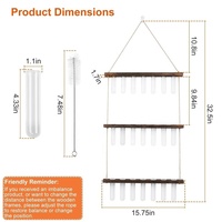 Vas Kaca Anyaman dengan Dudukan Kayu Solid 3-Tingkat, Tempat Perbanyakan Tanaman Besar, Dapat Digantung di Dinding, Ramah Lingkungan, Tahan Lama, Untuk Penggunaan di Kebun