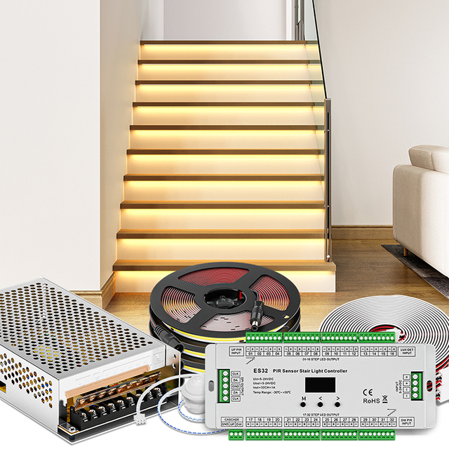 New Trending Products FCOB Single Color Dimmer Indoor Stairway Light PIR Sensor Stair Kit LED Strip Set for Stairs