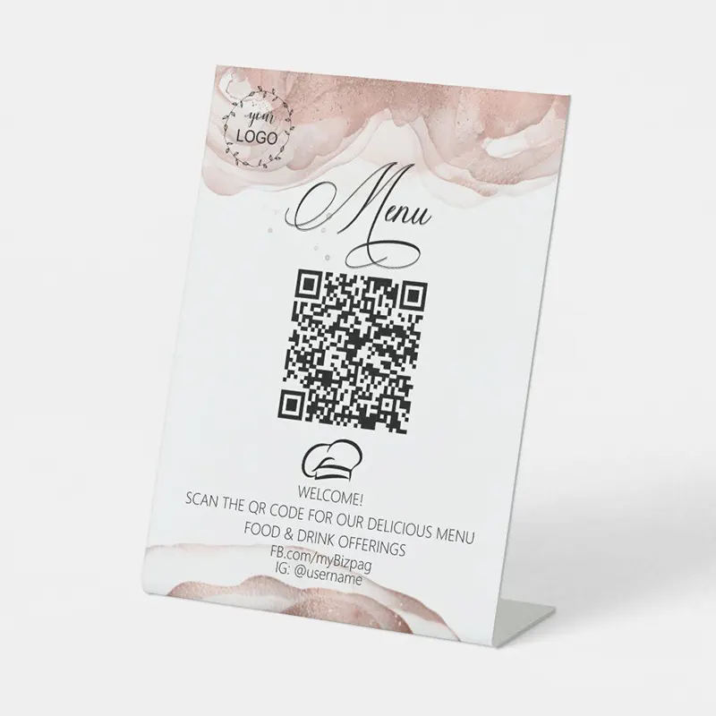 Benutzer definierte Tischplatte Bar Zeichen Geschäfts zeiten Qr Code Acryl Menü Tischplatte Business Acryl Zeichen