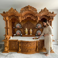 Mandir en bois traditionnel pour salle de prière, achat d'autel SwamiNarayan de grande taille pour la maison, grand temple naturel poli pour la décoration intérieure