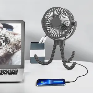 Tốt Nhất Ngoài Trời Du Lịch Điện Thoại Hỗ Trợ Xoay Linh Hoạt Clip Mini Fan Với LED Ánh Sáng Xách Tay Bé Xe Đẩy Fan Hâm Mộ