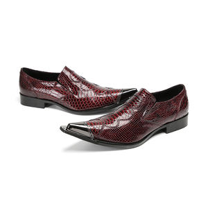 Style britannique métal bout pointu hommes chaussures en cuir véritable grande taille chaussures sans lacet chaussures d'affaires décontractées homme robe de soirée chaussure - Product Image 1