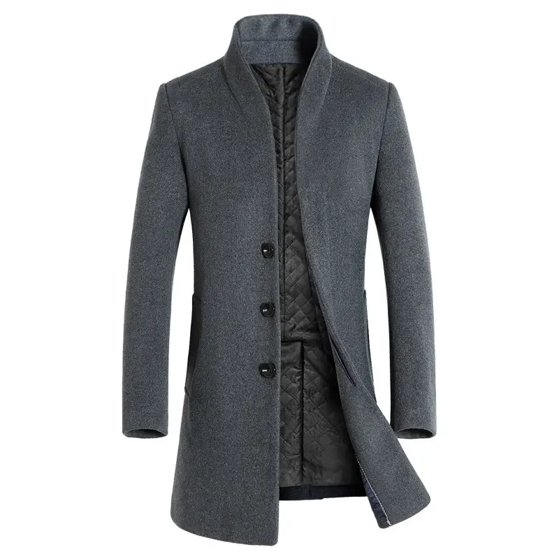 Fast Shipping 2022 Winter Men's Long Type Slim Woolen Coat Woolen Coat Trench Coat