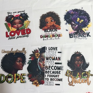 Tùy chỉnh màu đen nữ hoàng vẻ đẹp Châu Phi melanin cô gái cho dtf quần áo Sticker Plastisol truyền nhiệt in ấn tùy chỉnh thương hiệu - Product Image 1