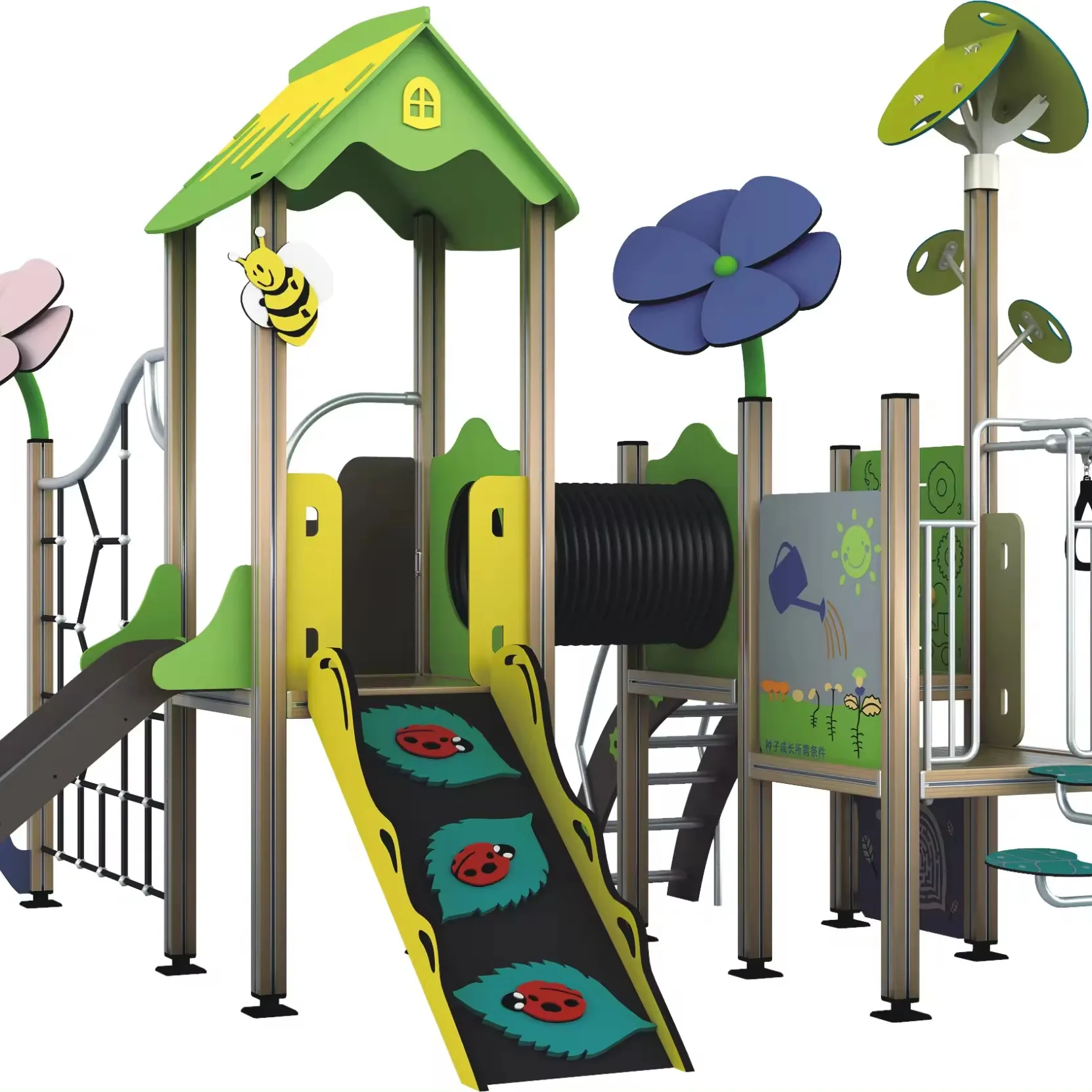 WPC пейзаж открытая игровая площадка Природа тема с обезьяной бар для детей, чтобы играть в парке развлечений