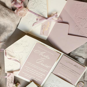 Invitaciones de Boda de Lujo Personalizadas con Grabado en Relieve y Lámina Dorada, Tarjetas de Invitación para Fiestas y Negocios - Product Image 3