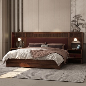 Nuovo Set <span class=keywords><strong>Letto</strong></span> in Legno Massello Stile Cinese con <span class=keywords><strong>Testiera</strong></span> <span class=keywords><strong>Libreria</strong></span> Contenitore, <span class=keywords><strong>Letto</strong></span> <span class=keywords><strong>Matrimoniale</strong></span>/King Size di Lusso per Hotel - Product Image 4