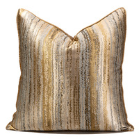 Jacquard De Luxe Style Stripe Coussin Couverture Souple Taie D'oreiller Coussin pour Lit Canapé Canapé Décoration 18x18inch