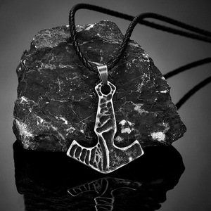 Pendentif Marteau de Thor en Acier Inoxydable, Collier Vintage Vieilli, Bijou Unisexe Tendance, Style Double Chaîne 60cm - Product Image 2