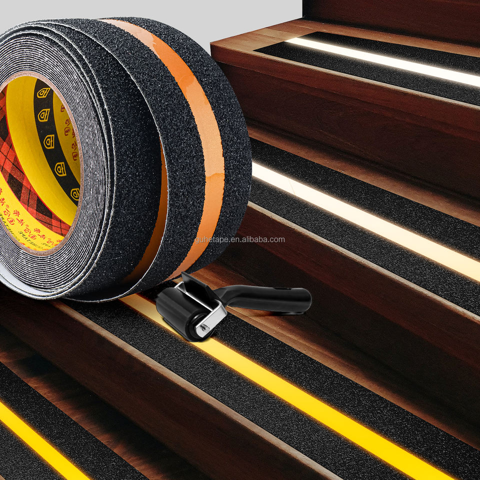 Anti Slip Traction Tape With Reflective Stripe 2" X 16.5' Best Grit Outdoor Non Slip Tape High Friction Self Adhesive For Stairs
