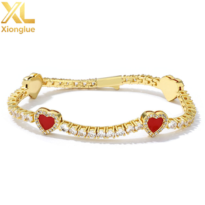 Fashion Exquisite <b>Copper</b> 18K Gold Plated CZ Tennis <b>Chain</b> Heart Necklace for Unisex Valentine's Day Gift - Product Image 4