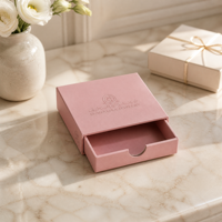 Boîte à tiroir rigide carrée rose personnalisée, logo gaufré mat, OEM, boîte d'emballage de luxe pour bijoux, bague, collier, bracelet