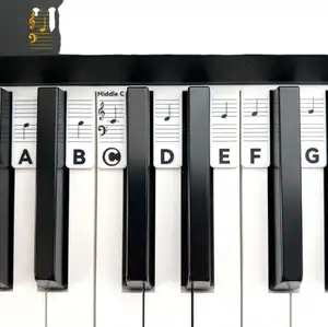 סיליקון פסנתר מפתח מדבקות למתחילים ילדים 61/88 מלא-גודל מפתחות פסנתר מקלדת מגרפה הערות סמן כיסוי עם מקרה