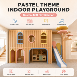 Aire de jeux intérieure avec toboggan, maisonnette naturelle avec <span class=keywords><strong>salle</strong></span> <span class=keywords><strong>d</strong></span>'activités et espace de jeu ouvert pour les entrepreneurs en projets commerciaux - Product Image 1
