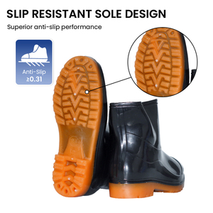 מגפי גומי pvc לגברים לעונת הגשם בקיץ החורף עמיד למים, מגפי בטיחות תעשייתיים נגד החלקה - Product Image 3