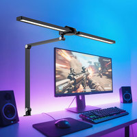 Lampe de bureau LED numérique intelligente à double tête avec pince, moderne, pour la lecture et l'étude à domicile ou au bureau - Vente en gros OEM