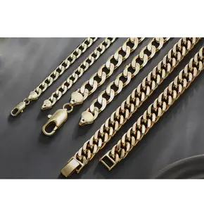 45311 Xuping different size Cuban link chain made copper alloy gold plated necklace