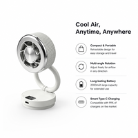 Mini ventilateur pliable et rétractable, 3 vitesses, 12000 tr/min, rotation multi-angles, format de poche, rechargeable par USB-C, ventilateur de bureau portable