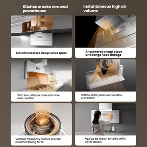 <span class=keywords><strong>Campana</strong></span> <span class=keywords><strong>Extractora</strong></span> de Frecuencia Variable de Montaje Superior <span class=keywords><strong>Blanca</strong></span> 120B y Combinación de Placa de Cocción a Gas, Extractor de Alta Succión para Cocina Doméstica - Product Image 4