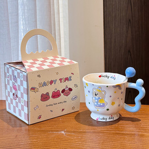 Good-Looking Puppy and Bunny <b>Ceramic</b> <b>Mug</b> Cartoon-Style Couple Coffee Cup for Office or Birthday Gift for Girls - Product Image 5