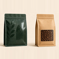 Sachet personnalisé à huit soudures latérales avec fermeture éclair, imprimé, de qualité alimentaire, pour l'emballage d'aliments pour animaux, de grains de café et de champignons séchés