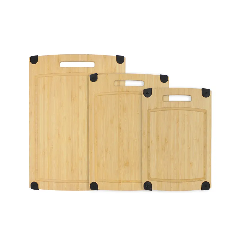 नई अनुकूलित बांस काटने बोर्डों रसोई रस नाली और संभाल के साथ लकड़ी काटने बोर्ड सेट