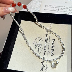 S925 Sterling Silver Red Agate <b>Bracelet</b> Women's Chinese Style Lucky <b>Beads</b> Stackable Jewelry Everyday Wear - Product Image 3
