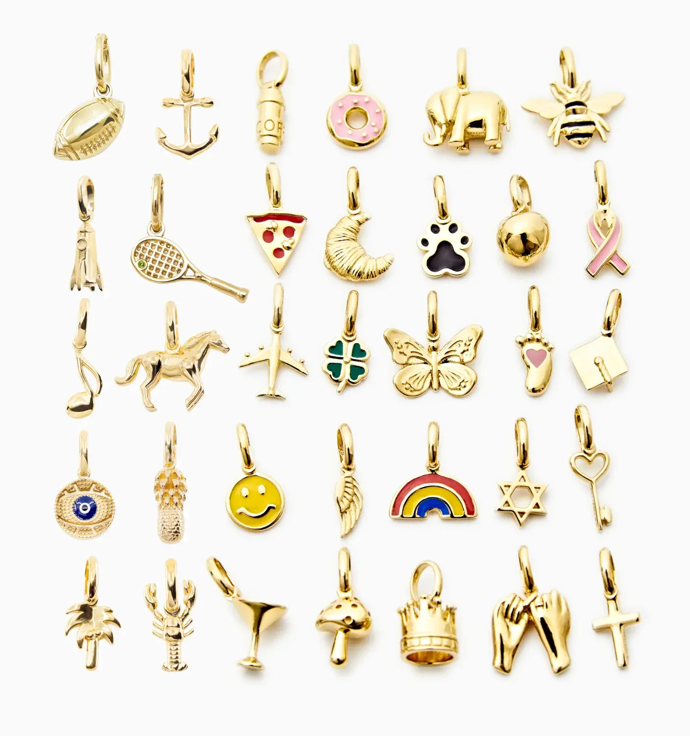 Pendentifs de bijoux fins en argent sterling 925 Symboles en émail designer plaqué or Charms pour colliers bracelets