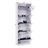 Système de rangement à chaussures moderne et portable en bois avec miroir suspendu pour salon et appartement