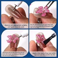 Breloques 3D en résine gelée pour ongles, motifs fleurs de lys et fleurs en cristal de glace, couleurs assorties, style dessin animé mignon et scintillant, pour la décoration d'ongles press-on et DIY