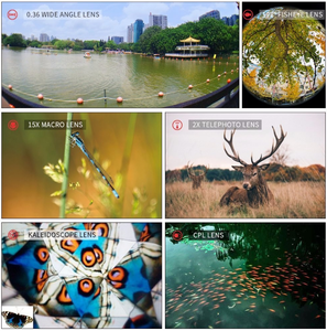 7 1 Ống Kính Điện thoại lồi đặt Clip-on Fisheye + Macro + tele + 2 góc rộng + CPL + Kính vạn hoa OEM Tùy chỉnh cao - Product Image 4