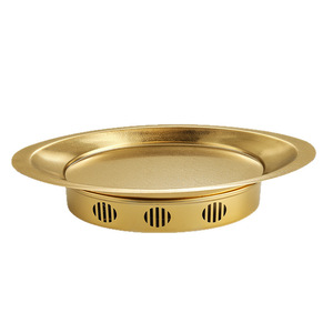 Stainless Steel Wide Rimmed Grilled Fish Plate Gold Circular Heating Steamer Restaurant Use - Product Image 1