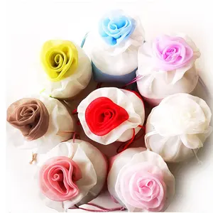 Flower decor drawstring gift bags wedding party favour candy pouch