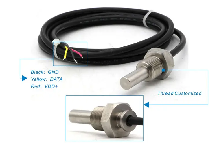 waterproof threaded digital temp sensor thermal probe M8 G 1/2" NPT ds18b20 gewinde temperature sensor