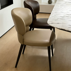 Chaise de salle à manger moderne en cuir avec pieds en métal, non pliable, pour la maison, les restaurants et les entreprises - Product Image 4