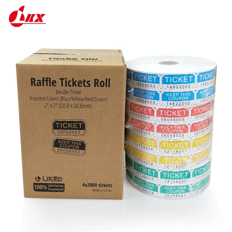 Raffle Tickets Consecutively Numbered Double Ticket Roll, Blue, 2000 Tickets Per Roll Offset Printing Offset Paper 10-15 Days