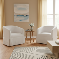 Ensemble de 2 fauteuils pivotants à 360 degrés en tissu avec structure en bois, fauteuils modernes en forme de baril, meubles pour la maison, salon, chambre, bureau à domicile