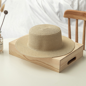 Chapeaux <span class=keywords><strong>de</strong></span> paille à visière plate personnalisés en gros avec logo, chapeaux <span class=keywords><strong>de</strong></span> plage en paille simples et bon marché pour l'été, <span class=keywords><strong>chapeau</strong></span> panama pour femmes - Product Image 4