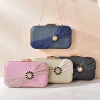 Dompet Bahu Kecil Wanita Mewah, Tas Clutch Merek Desainer Mewah, Dompet Malam Vintage, Rantai Pita, Mode Lembut