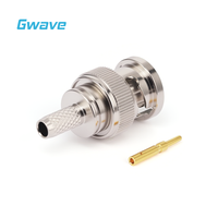 Connecteur RF mâle Gwave BNC-J5 (laiton) à souder et à sertir pour câbles RG142/RG58/RG223, compatible PCB, DC-3G, conforme RoHS