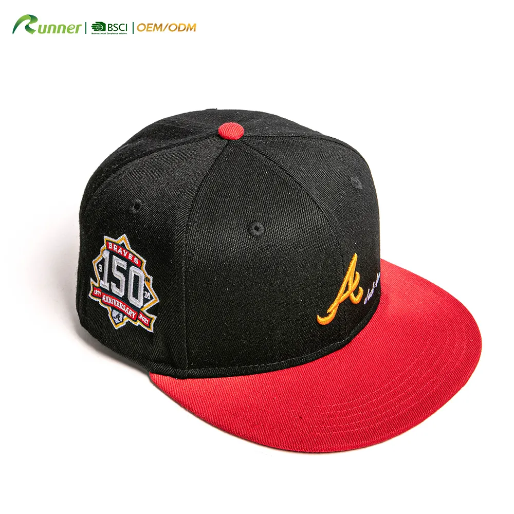 Runner Flash 3D Embroidery Logo Wholesale Sale High Quality 2024 Plain Brim Hats Custom Snapback Caps For Man